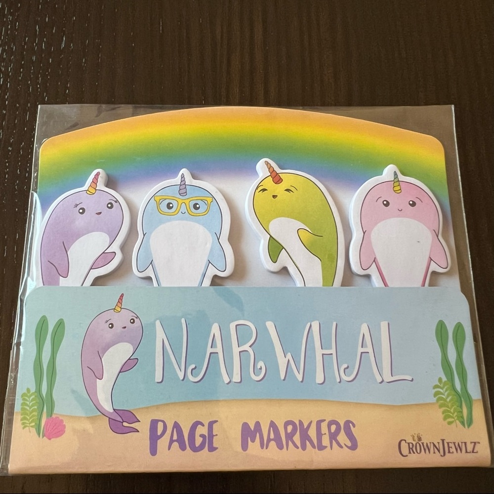 Crown Jewlz Multi Color Narwhal Page Markers 100 Sticky Tabs 25 Sheets 4 Designs